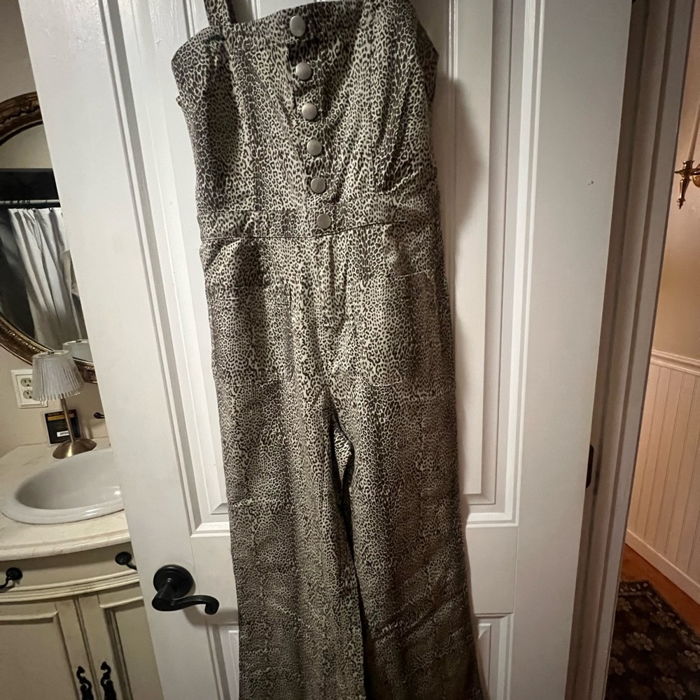 Chaser Button-Front Animal Print Jumpsuit